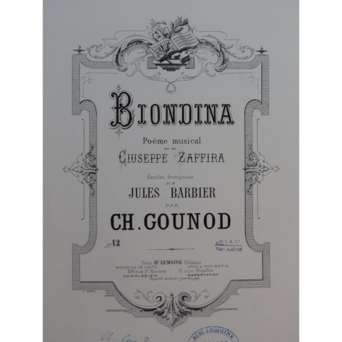 GOUNOD Charles Biondina No 12 Chant Piano 1873