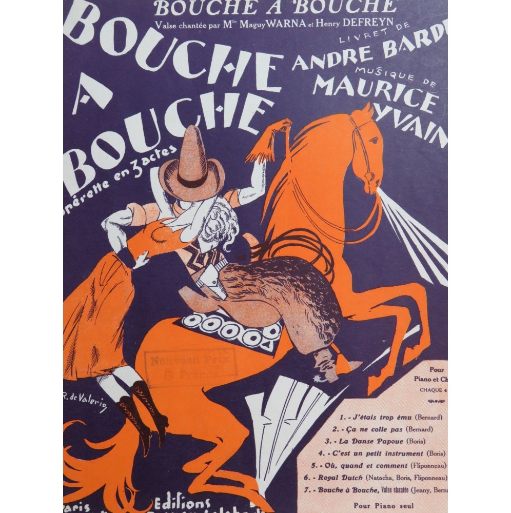 YVAIN Maurice Bouche A Bouche Chant Piano 1925