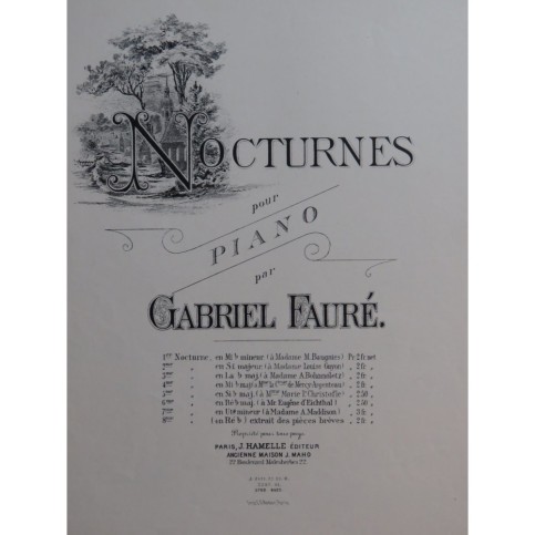 FAURÉ Gabriel Nocturne No 5 op 37 Piano ca1885