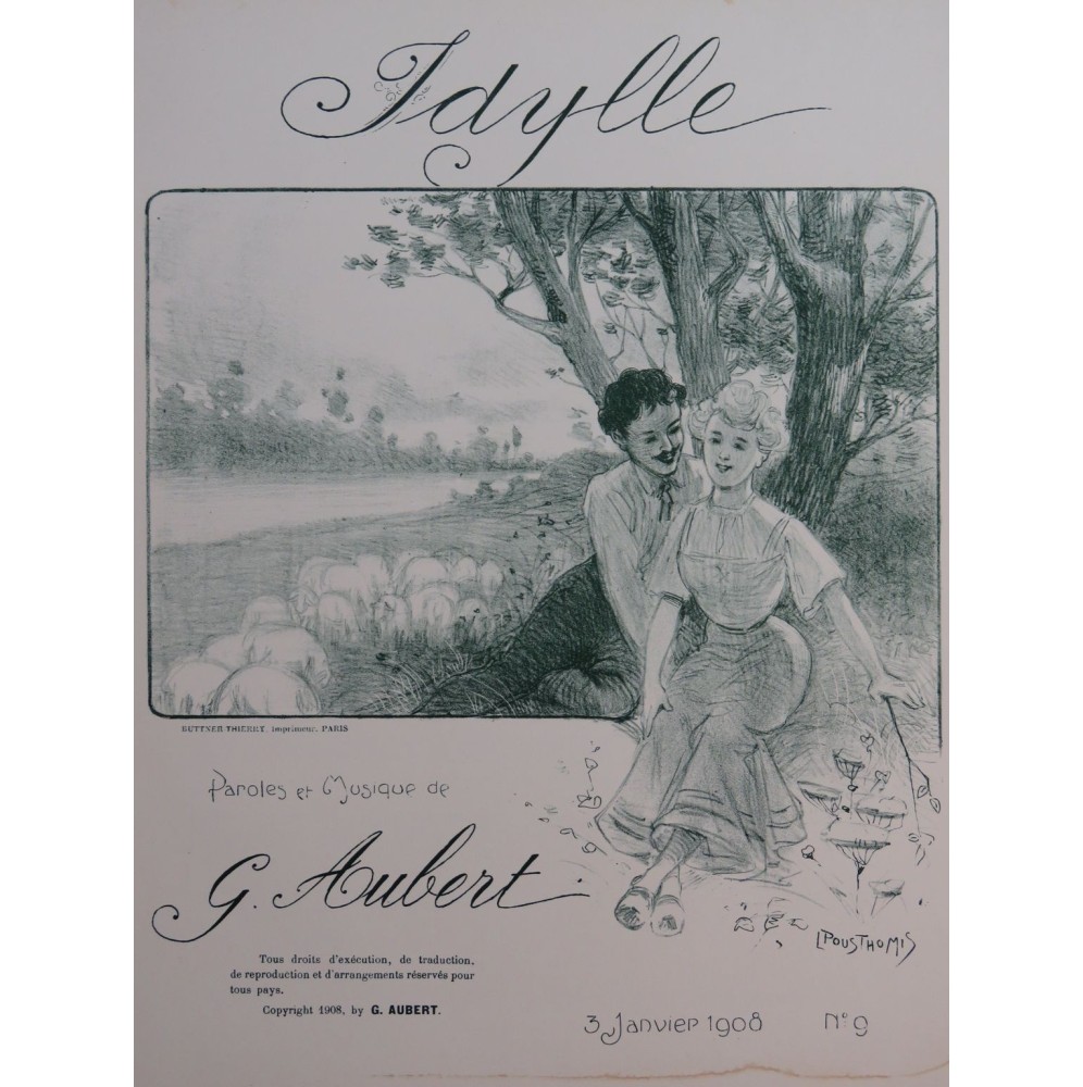 AUBERT Gaston Idylle Pousthomis Piano Chant 1908