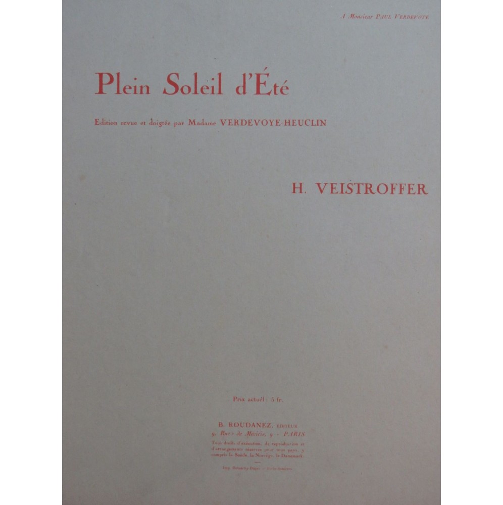 VEISTROFFER H. Plein Soleil d'Été Piano