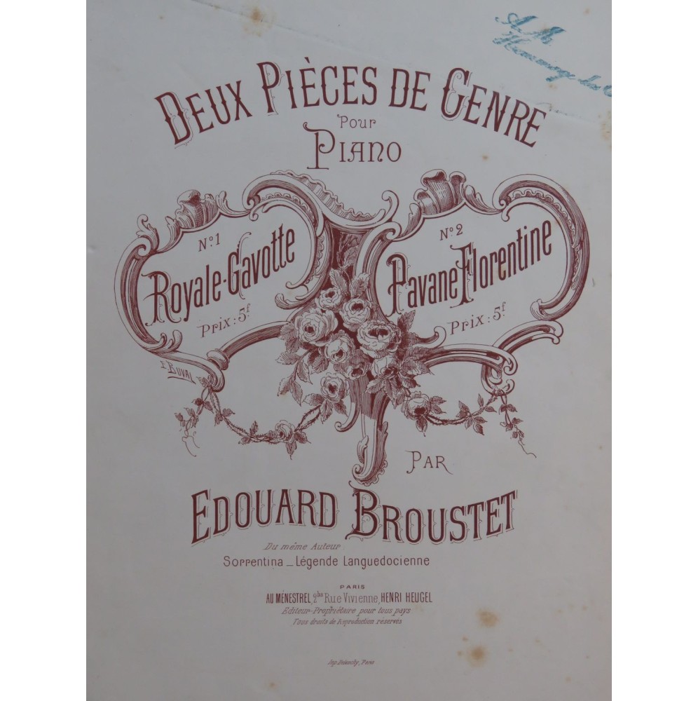 BROUSTET Edouard Royale Gavotte Piano ca1895