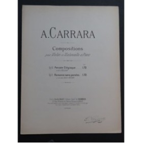 CARRARA A. Romance sans paroles Piano Violon ou Violoncelle