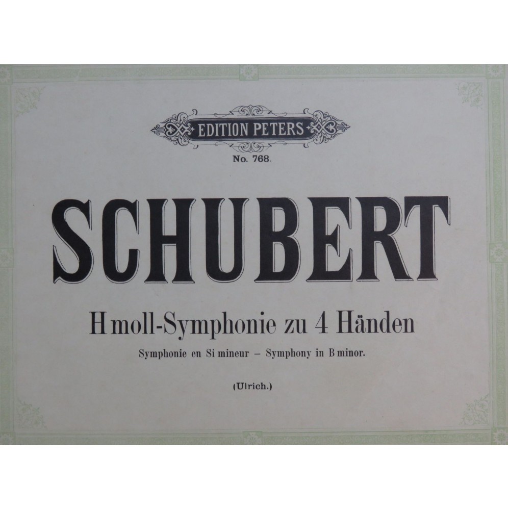 SCHUBERT Franz Symphonie No 8 Sim H moll Piano 4 mains