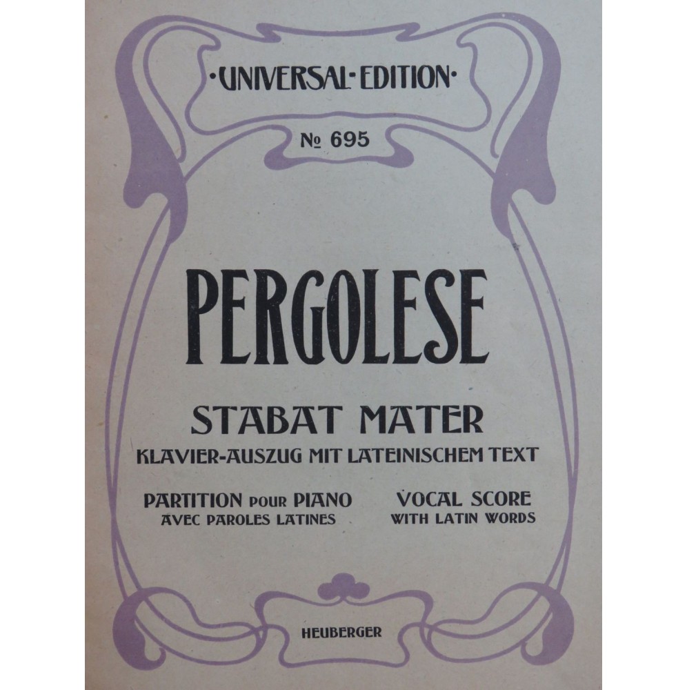 PERGOLESE Stabat Mater Chant Piano