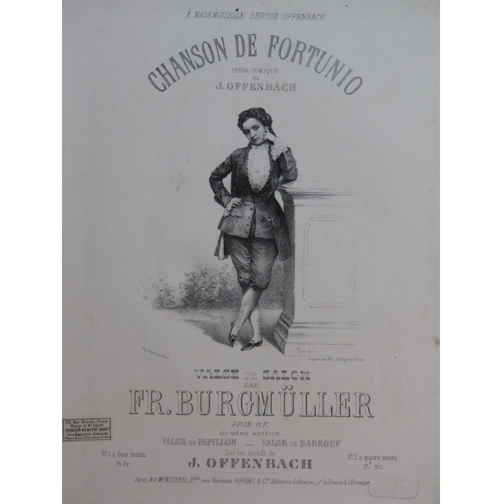BURGMÜLLER Frédéric Chanson de Fortunio Offenbach Piano ca1872
