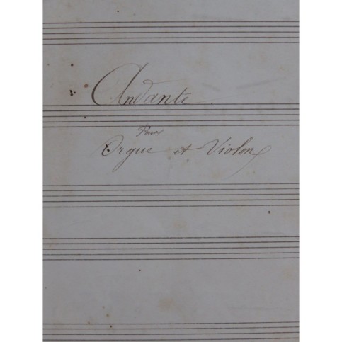 JOLIVET Paul Andante Manuscrit Orgue Violon 1870
