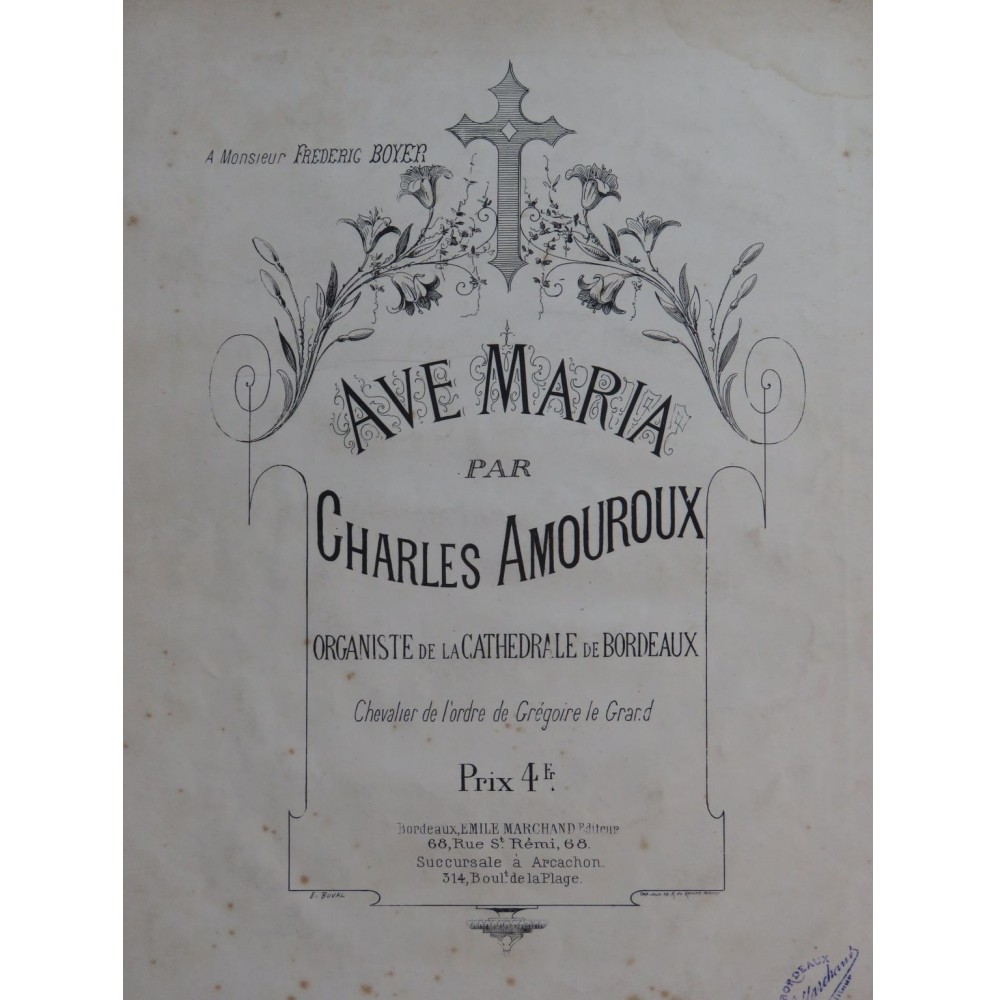 AMOUREUX Charles Ave Maria Chant Orgue XIXe