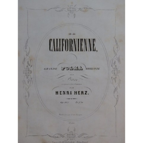 HERZ Henri Californienne Polka op 167 Piano ca1852