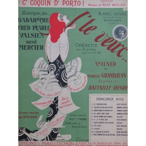 MERCIER René C'coquin D'Porto ! Tango Piano 1923