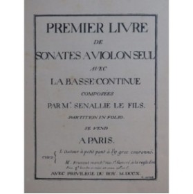 SENALLIÉ Jean Baptiste Sonate en Ut mineur Piano Violon 1908