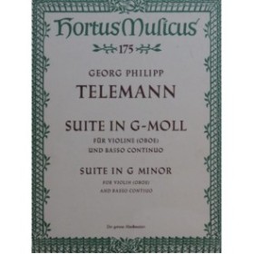 TELEMANN G. P. Suite G moll Suite G minor Piano Violon Basse 1961
