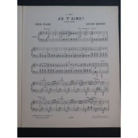 BERNOT Lucien Je T'aime Piano ca1905