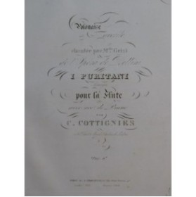 COTTIGNIES Charles Polonaise Favorite des Puritains Piano Flûte ca1835