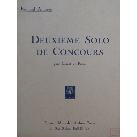 ANDRIEU Fernand Solo de Concours No 2 Cornet Piano