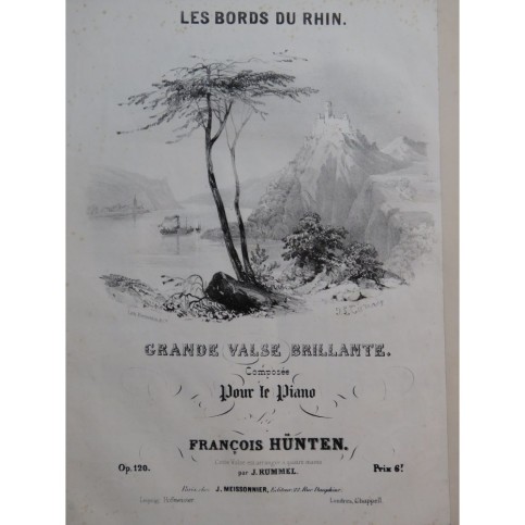 HÜNTEN François Les Bords du Rhin Piano ca1840