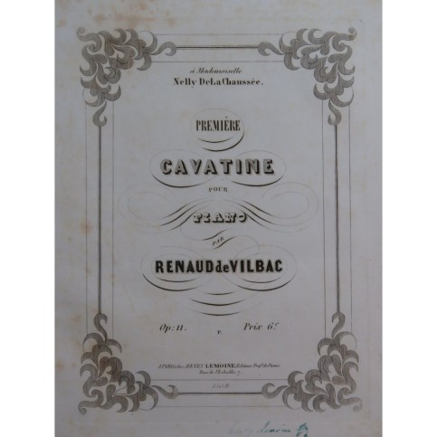 DE VILBAC Renaud Cavatine No 1 Piano ca1850