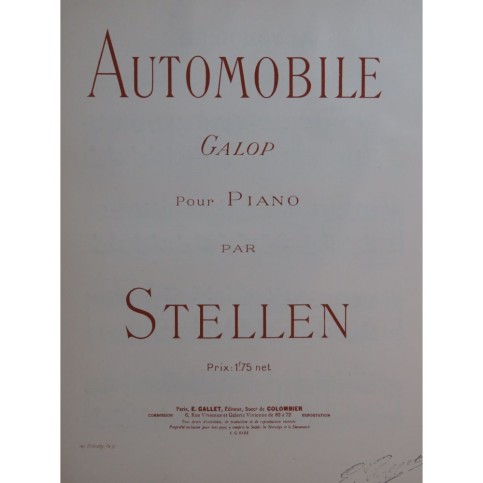 STELLEN Automobile Piano ca1902
