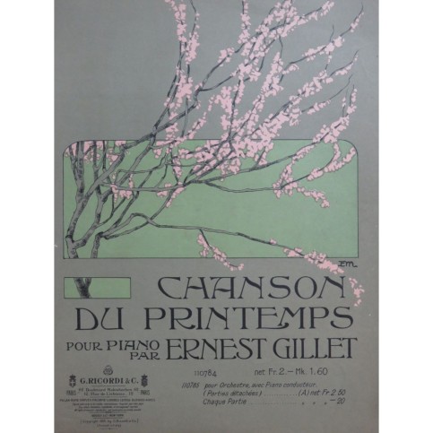 GILLET Ernest Chanson du Printemps Piano 1905