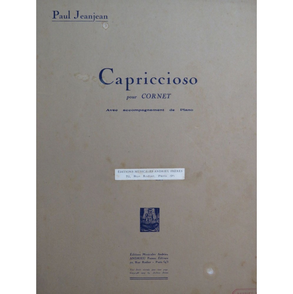 JEANJEAN Paul Capriccioso Piano Cornet à pistons