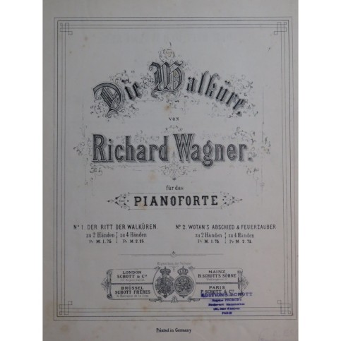 WAGNER Richard Der Ritt der Walküren Piano 4 mains ca1875