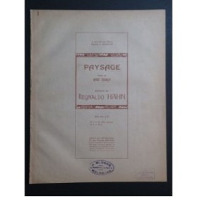 HAHN Reynaldo Paysage Chant Piano 1927