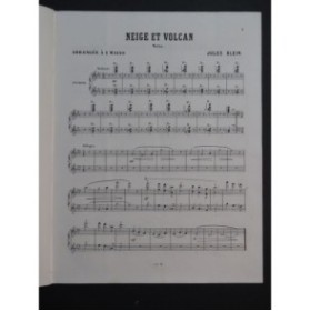 KLEIN Jules Neige et Volcan Valse Piano 4 mains XIXe