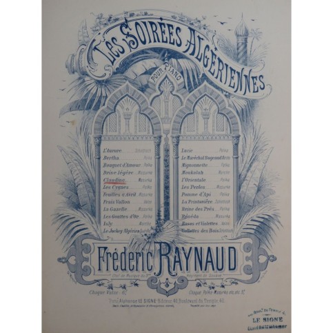 RAYNAUD Frédéric Les Soirées Algériennes Claudine Piano XIXe