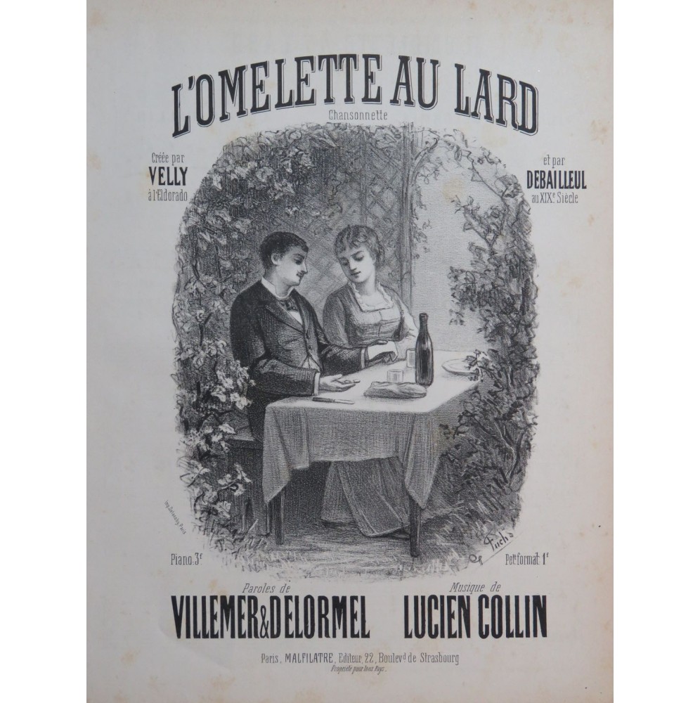 COLLIN Lucien L'Omelette au Lard Chant Piano ca1880