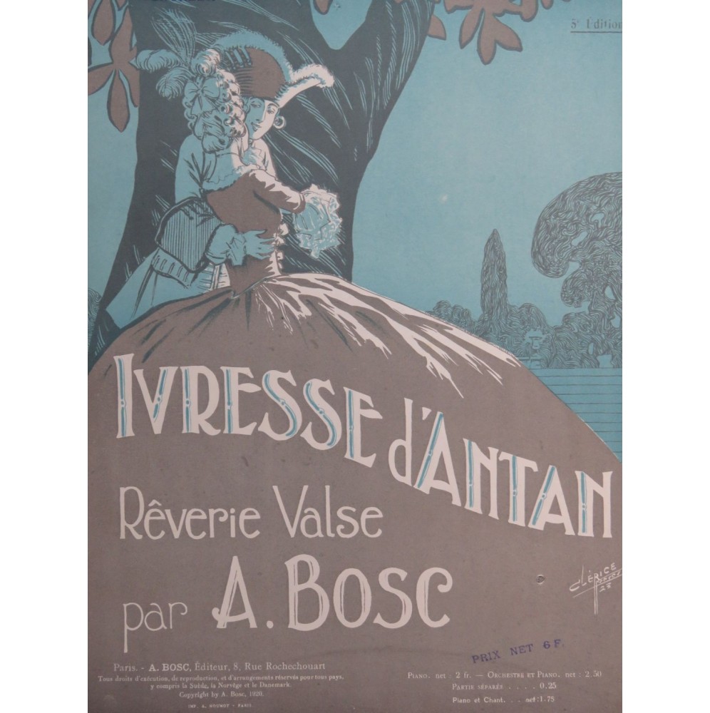 BOSC Auguste Ivresse d'Antan Piano Violon ou Mandoline 1925