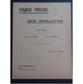 POULENC Francis Novellette No 1 en Ut Majeur Piano 1930