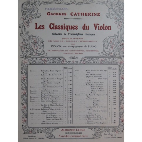 GLUCK C. W. Iphigénie en Aulide Ballet Piano Violon 1919