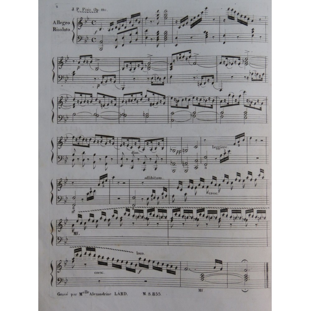 PIXIS J. P. Fantaisie et variations sur La Straniera Bellini Piano ca1830