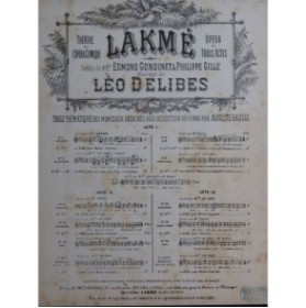 DELIBES Léo Lakmé No 5 Strophes Chant Piano 1900