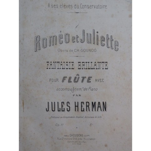HERMAN Jules Roméo et Juliette Fantaisie Brillante Flûte Piano ca1860