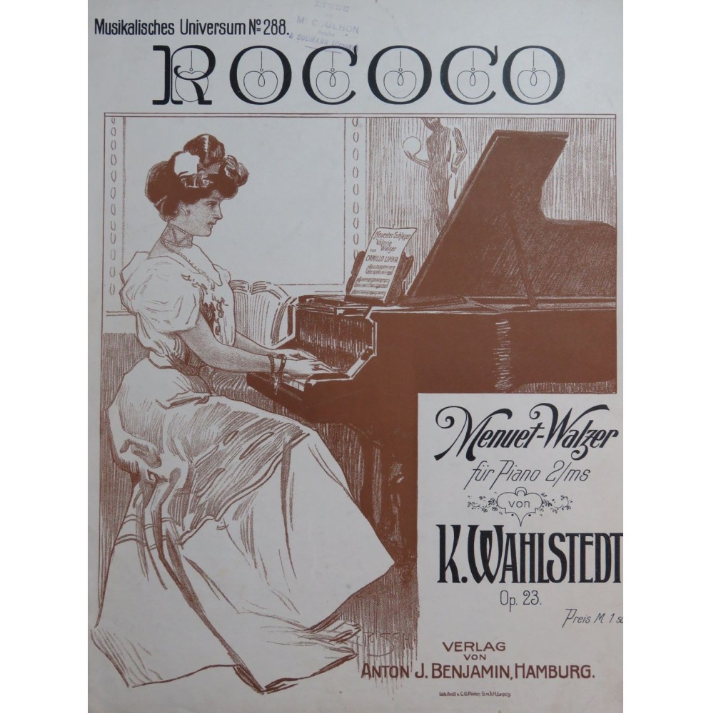 WAHLSTEDT Karl Rococo Piano ca1900