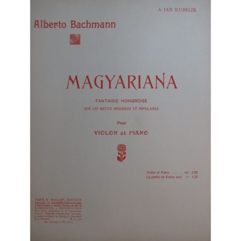 BACHMANN Alberto Magyariana Piano Violon