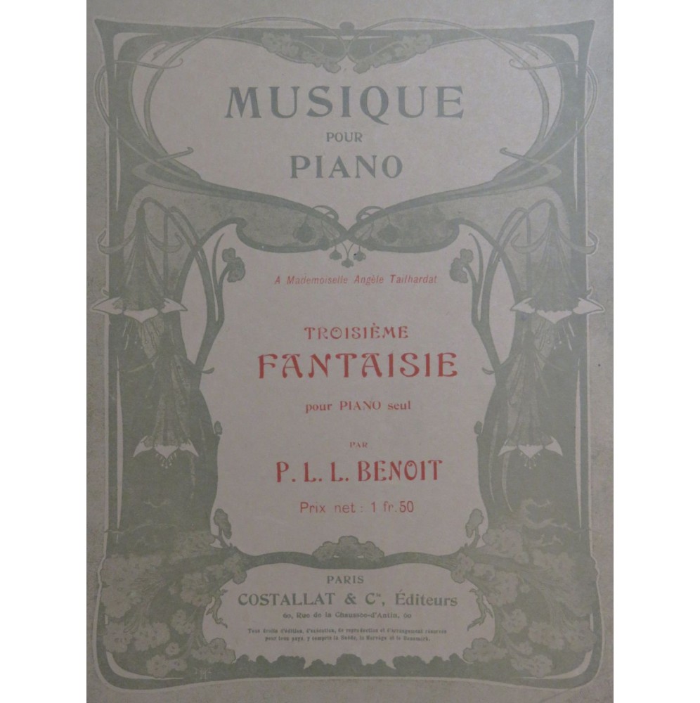 BENOIT P. L. L. Troisième Fantaisie Piano