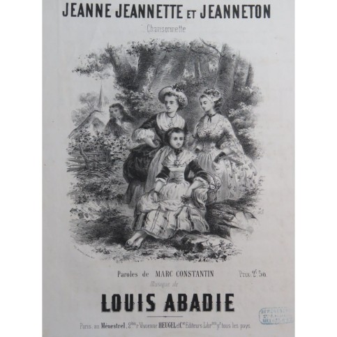 ABADIE Louis Jeanne Jeannette et Jeanneton Chant Piano ca1850