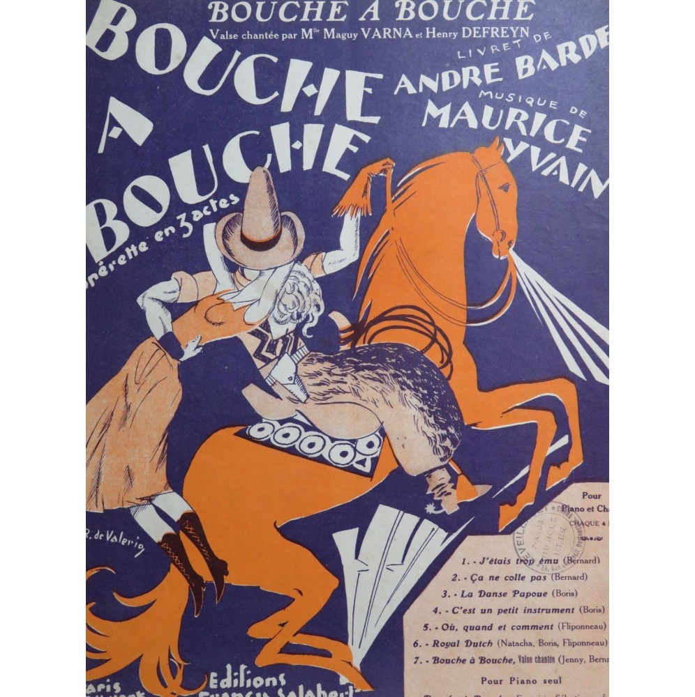 YVAIN Maurice Bouche A Bouche Chant Piano 1925