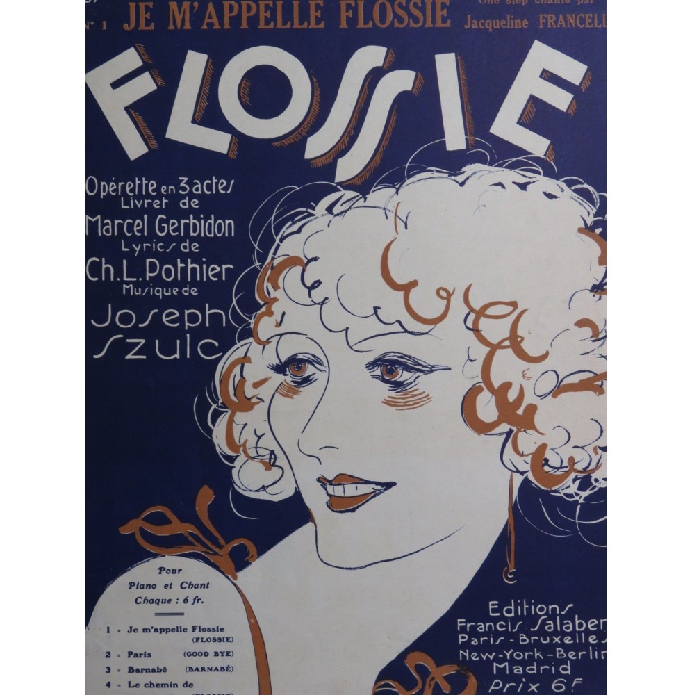 SZULC Joseph Je m'appelle Flossie Chant Piano 1930