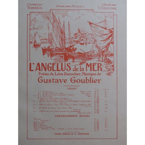 GOUBLIER Gustave L'Angélus de la Mer Chant Piano 1931