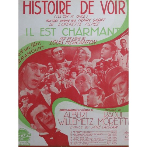 MORETTI Raoul Histoire de voir Chant Piano 1932