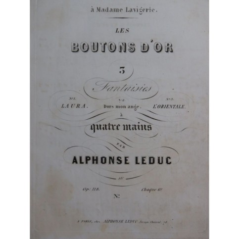 LEDUC Alphonse Les Boutons d'Or Fantaisie No 1 Piano ca1850