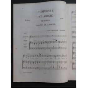 RAMEAU Jean-Philippe Hippolyte et Aricie Prologue Chant Piano XIXe