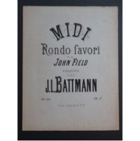 FIELD John Midi Rondo favori op 391 Piano 1876