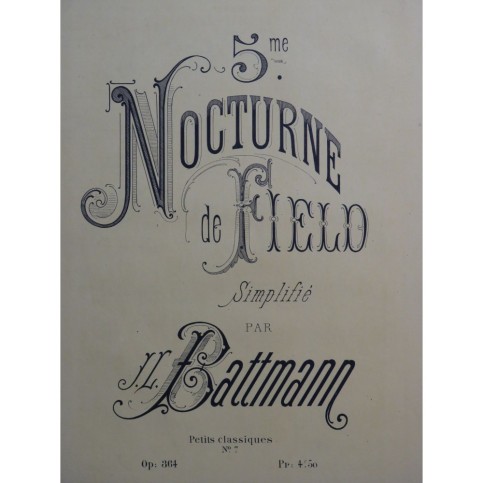 FIELD John Nocturne No 5 Piano 1874