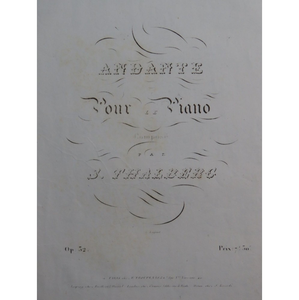 THALBERG S. Andante op 32 Piano ca1833