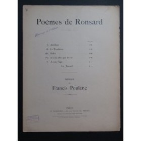 POULENC Francis Le Tombeau Chant Piano 1925