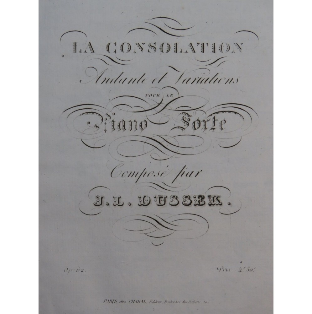 DUSSEK J. L. La Consolation Piano ca1845
